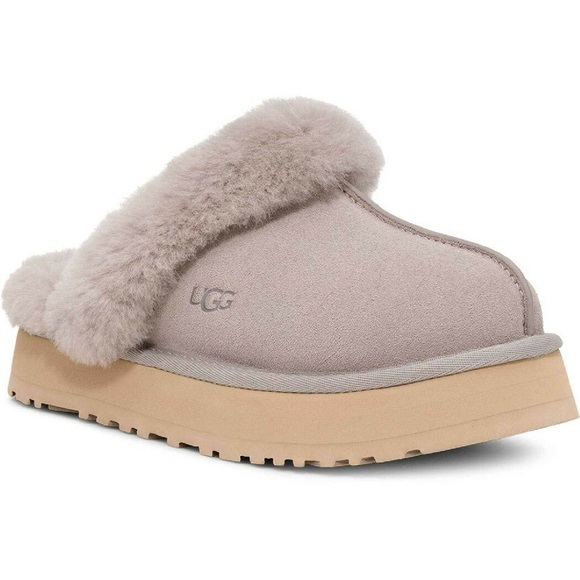UGG | Disquette Cozy Fur Lines Slippers In Campfire Grey NEW - Picture 11 of 12